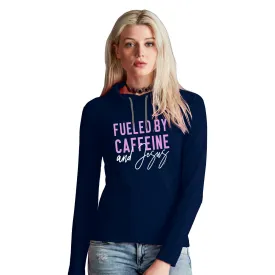 Blessed Girl Womens Long Sleeve Hooded T-Shirt Caffeine