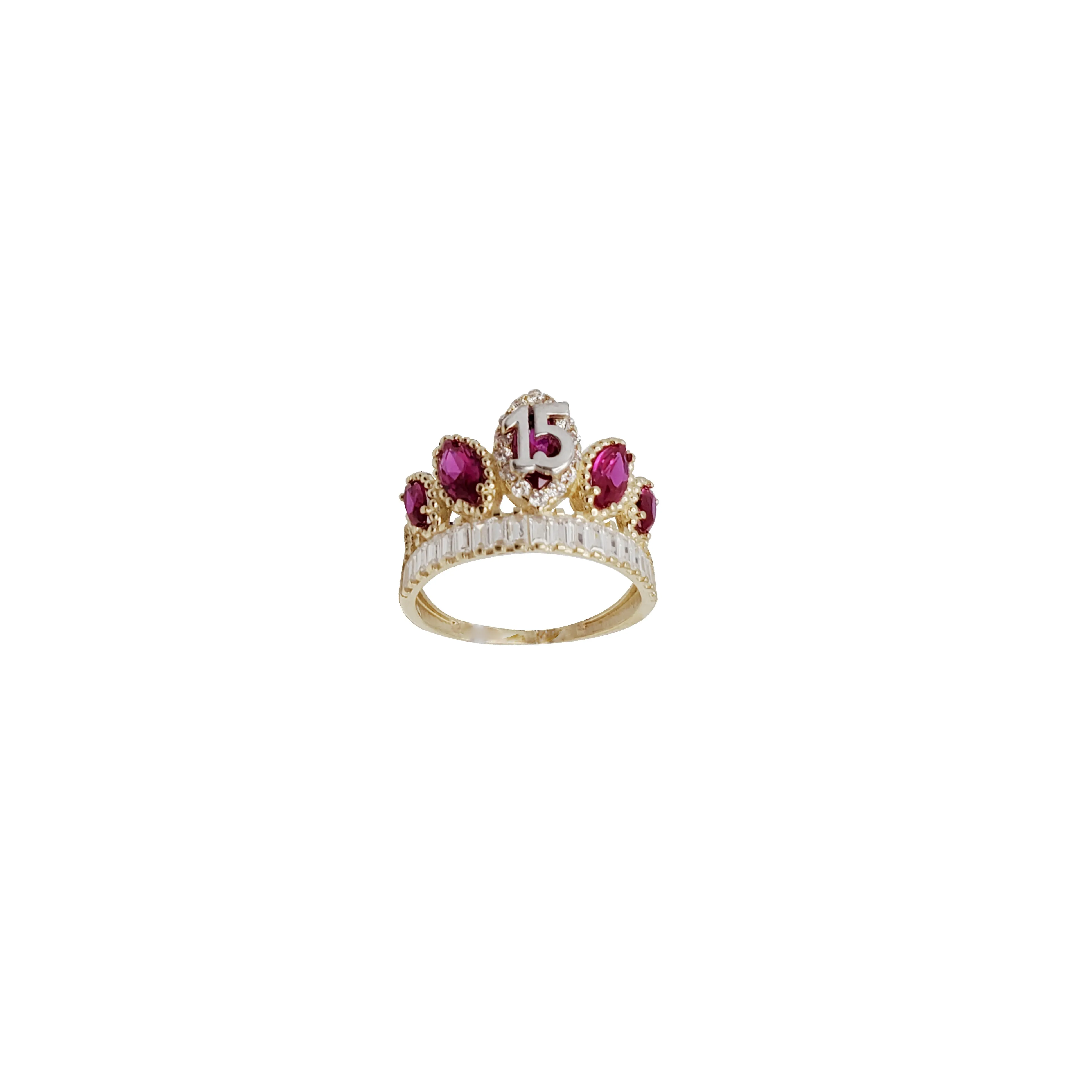 15 Years Birthday Crown-Tiara Ring (14K)