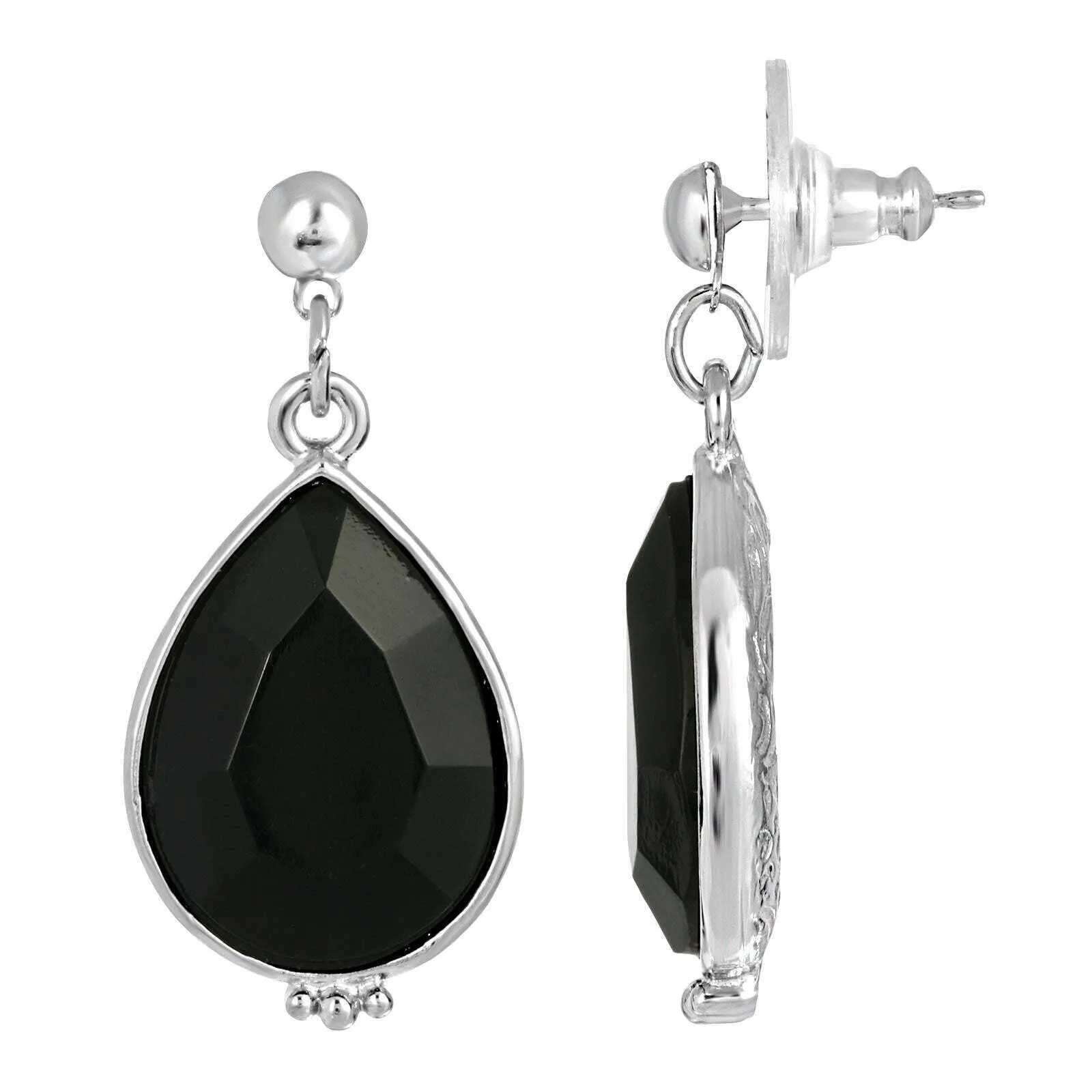 1928 Jewelry Classic Faceted Teardrop Stone Post Drop Earrings