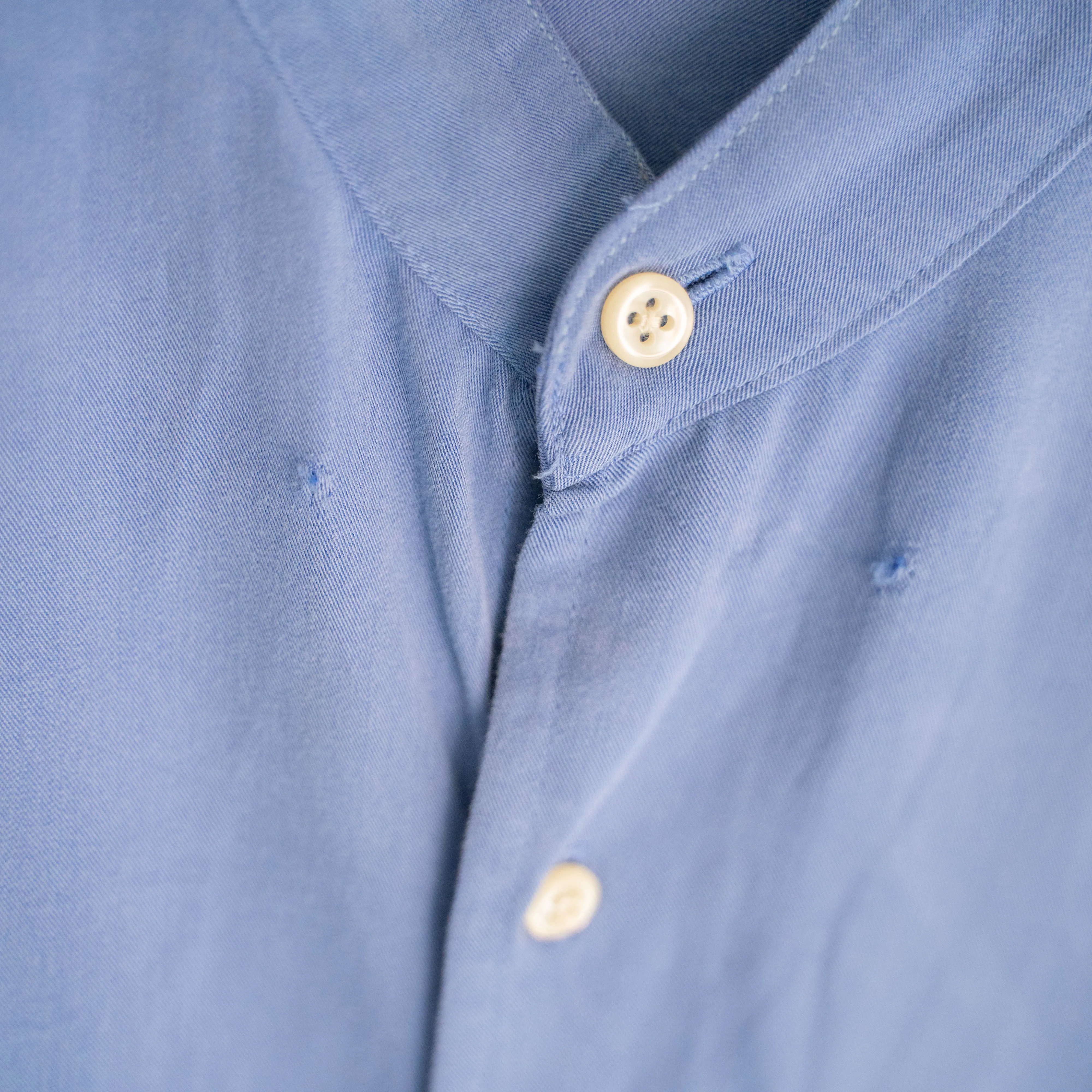 1990s ARROW rayon polyester blue band collar shirt