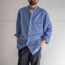 1990s ARROW rayon polyester blue band collar shirt