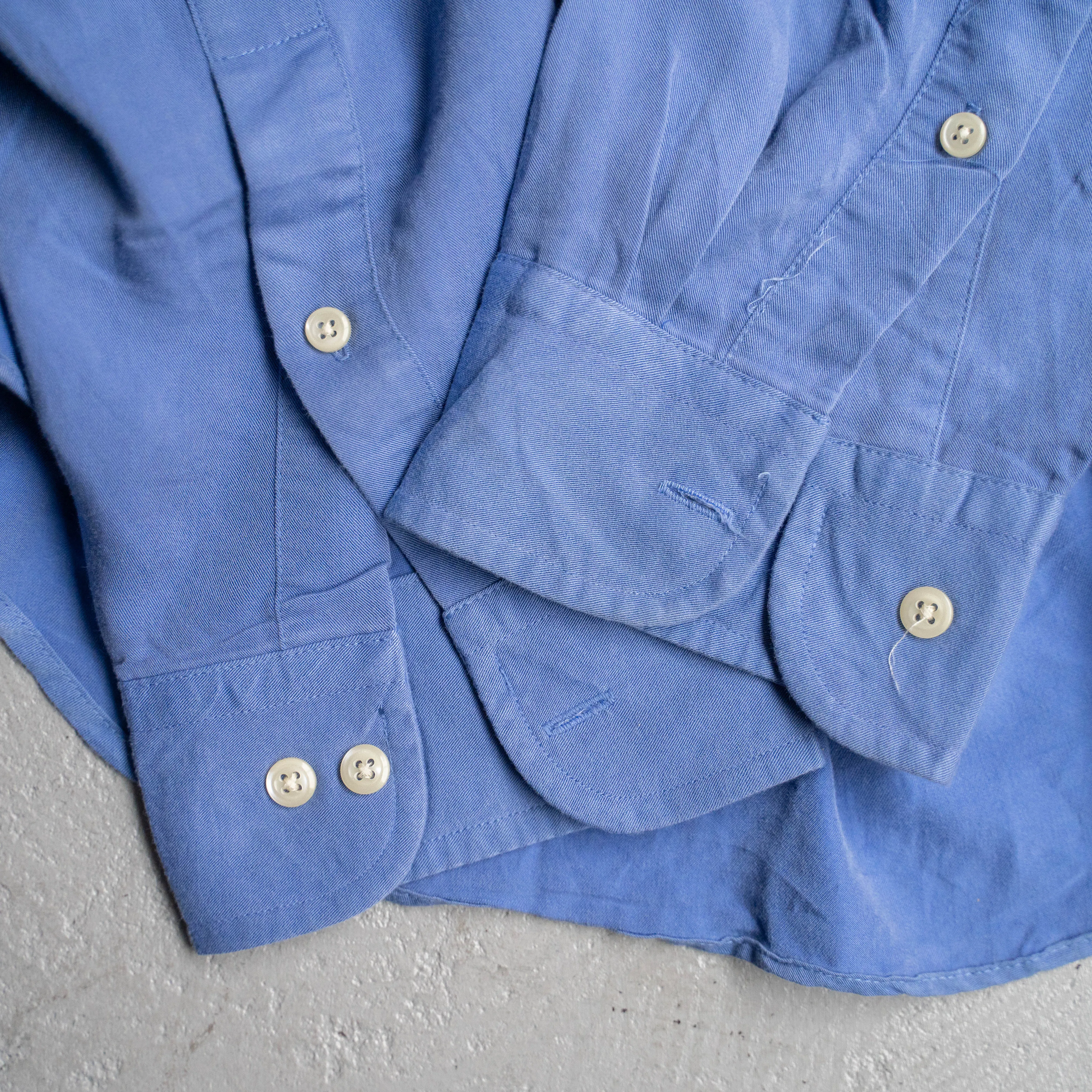 1990s ARROW rayon polyester blue band collar shirt