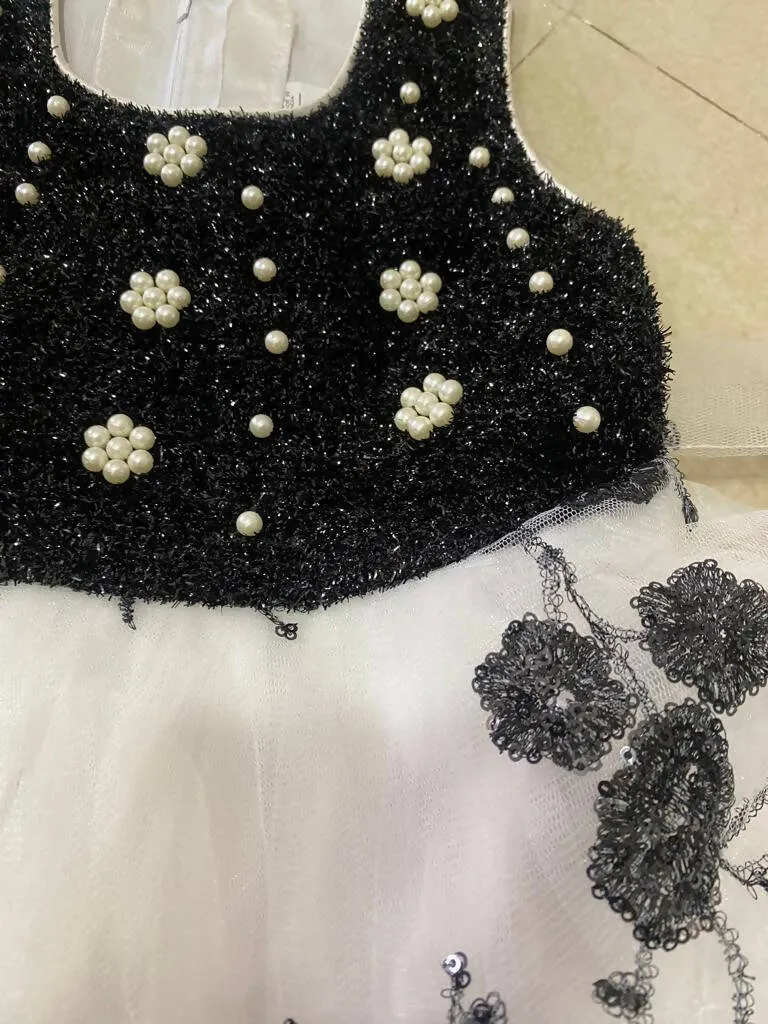 1st Birthday Black and White Dress/Frock for Baby Girl