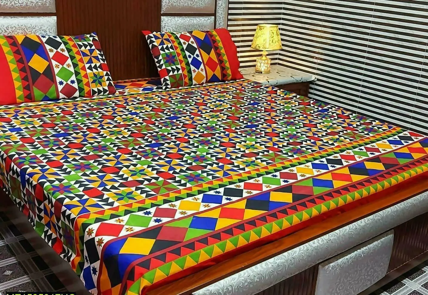 3 Pcs Cotton Printed Double Bedsheet