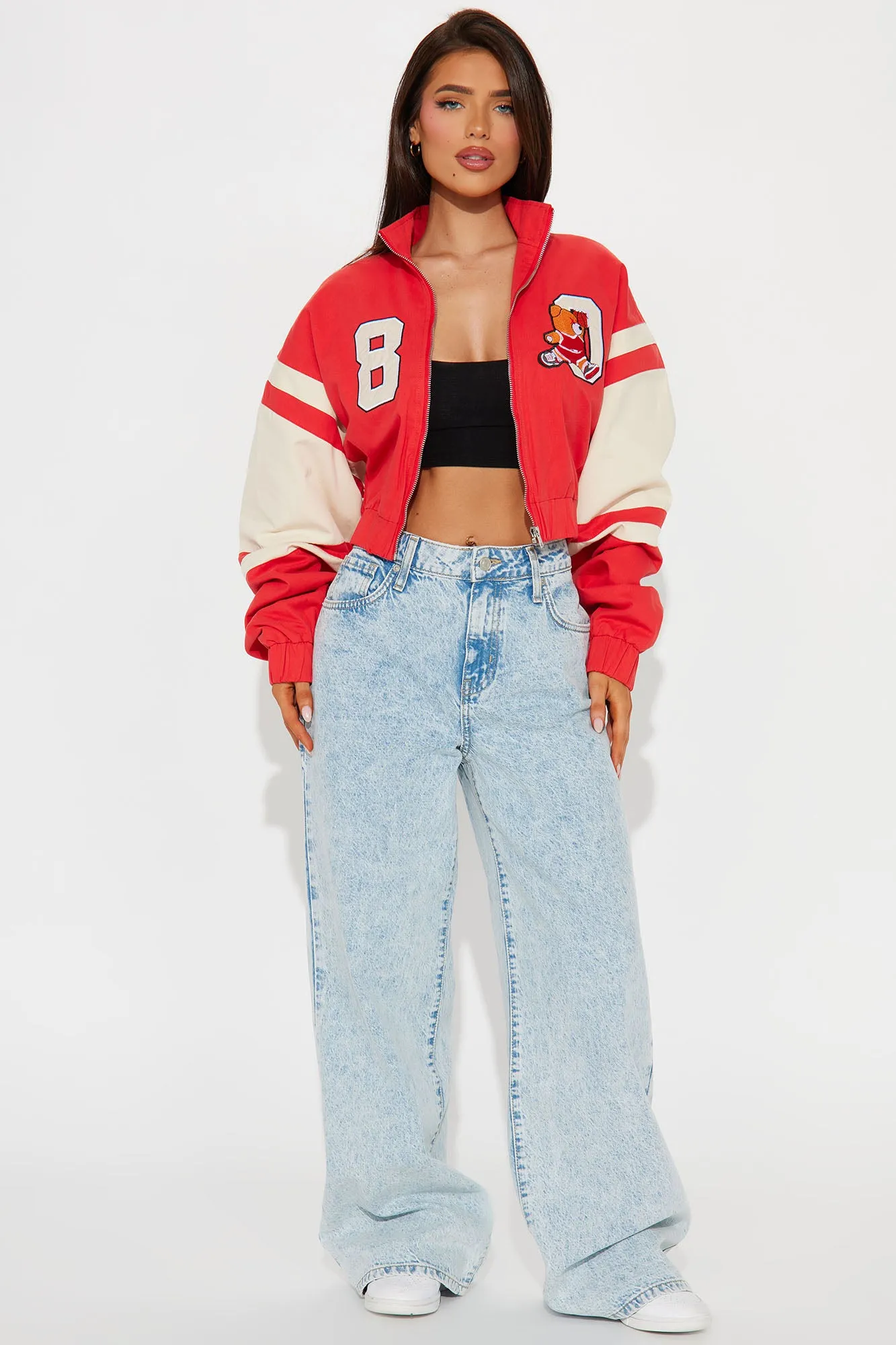 80's Retro Varsity Jacket - Red/combo