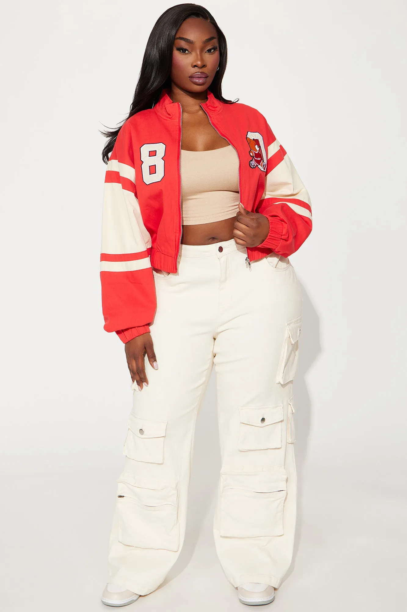 80's Retro Varsity Jacket - Red/combo