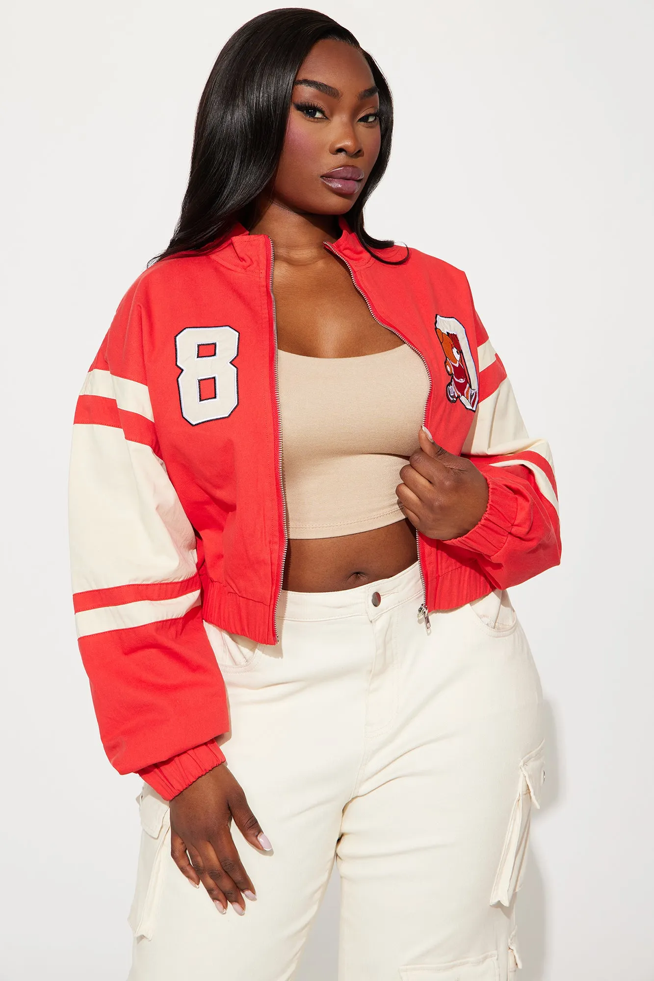 80's Retro Varsity Jacket - Red/combo