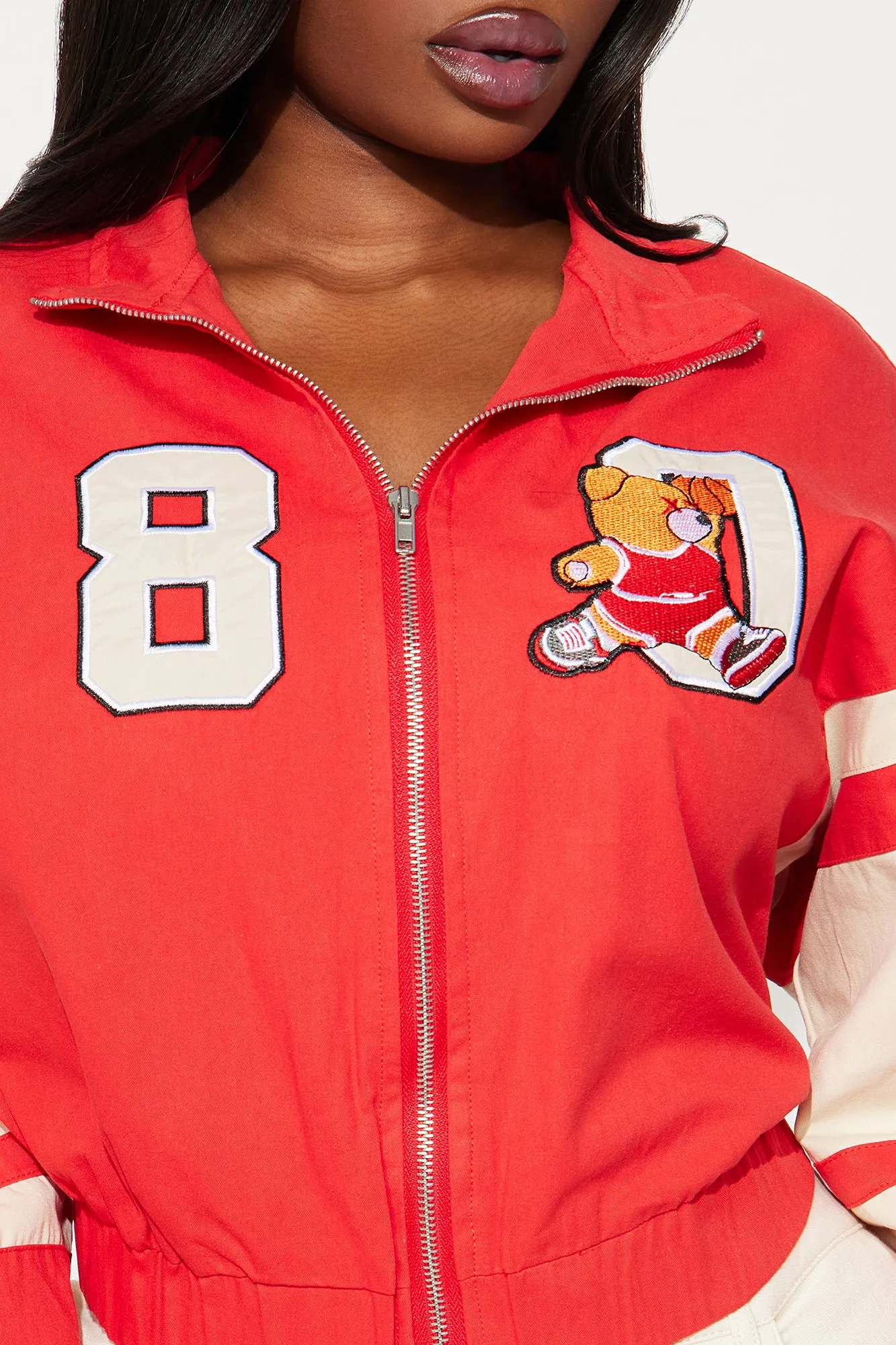 80's Retro Varsity Jacket - Red/combo