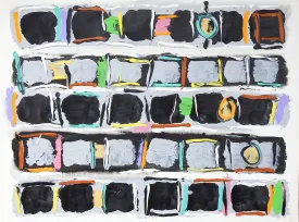 Abstract Expressionist Black Boxes Painting on Paper