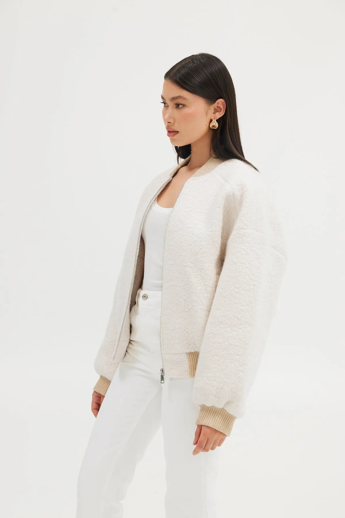 Alanna Boucle Bomber - Oatmeal