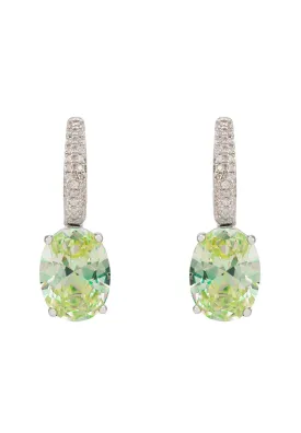 Alexandra Oval Drop Earrings Silver Peridot