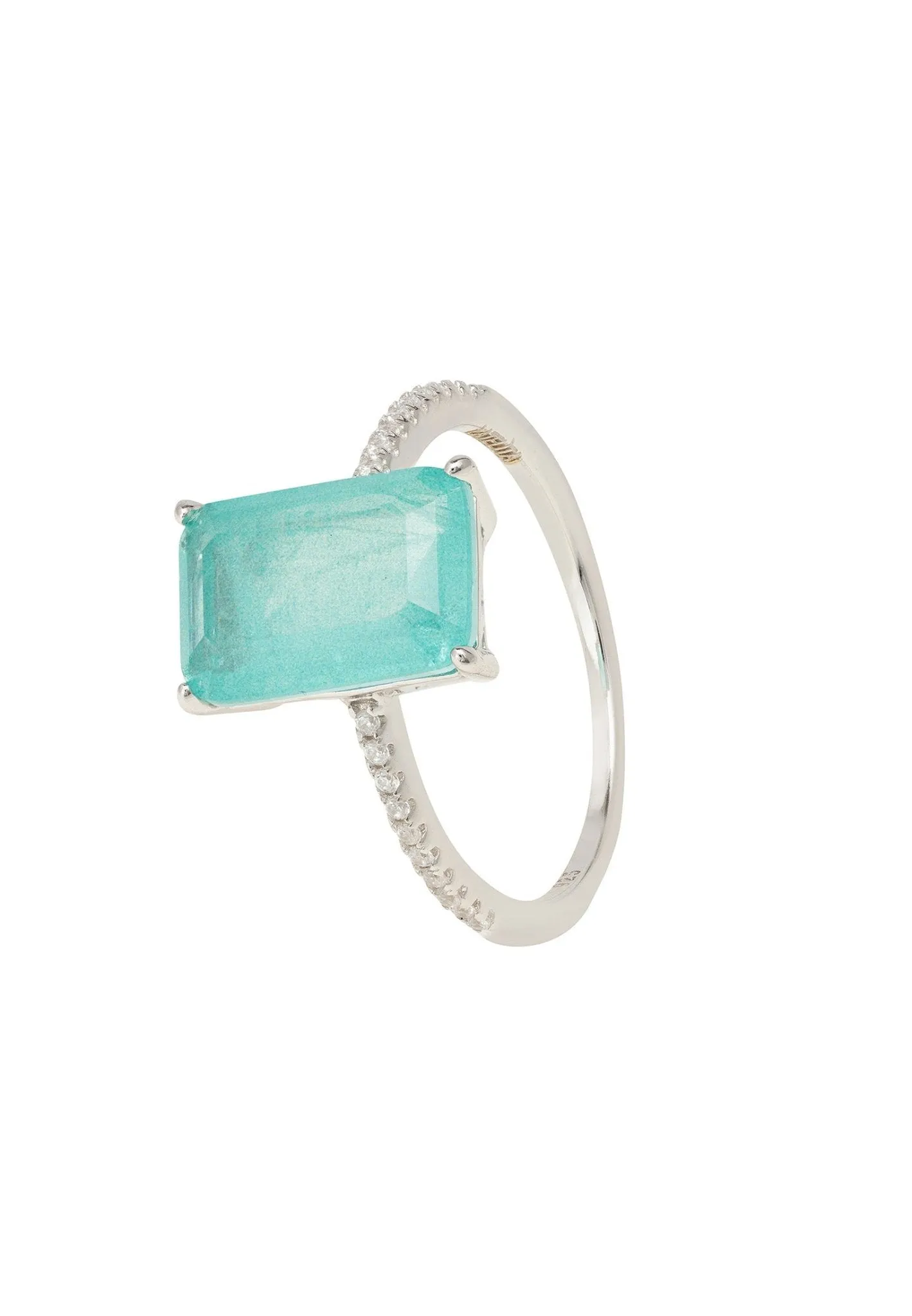 Alexandra Rectangle Cocktail Ring Paraiba Tourmaline Silver