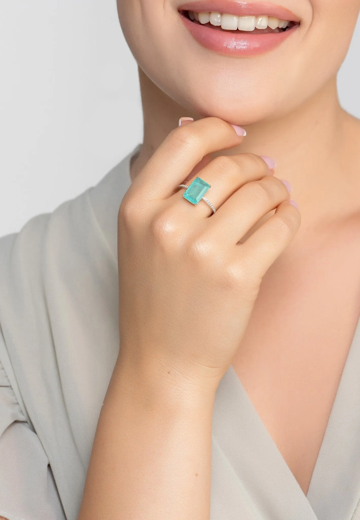 Alexandra Rectangle Cocktail Ring Paraiba Tourmaline Silver