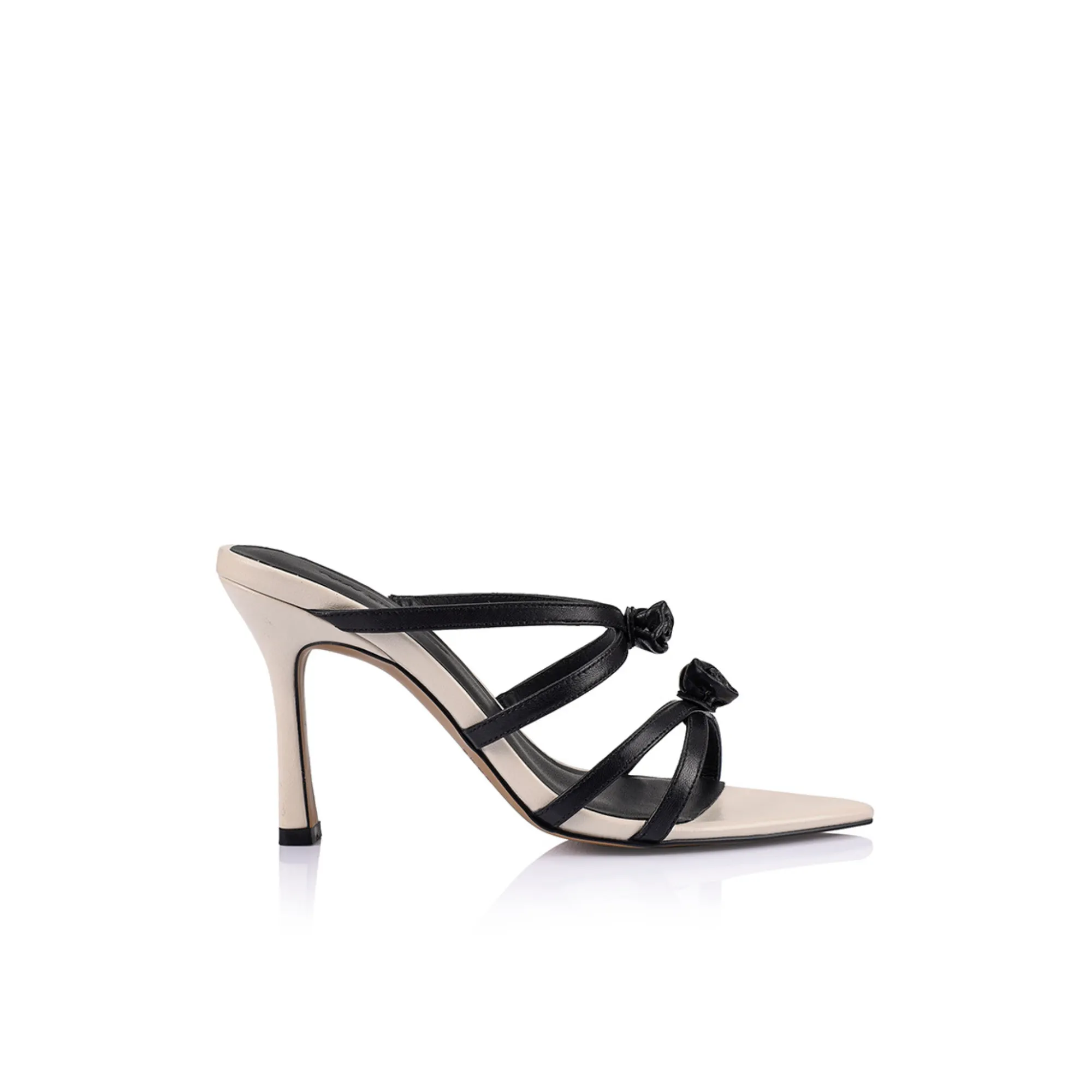 Alice Sandal Black & Ivory Leather