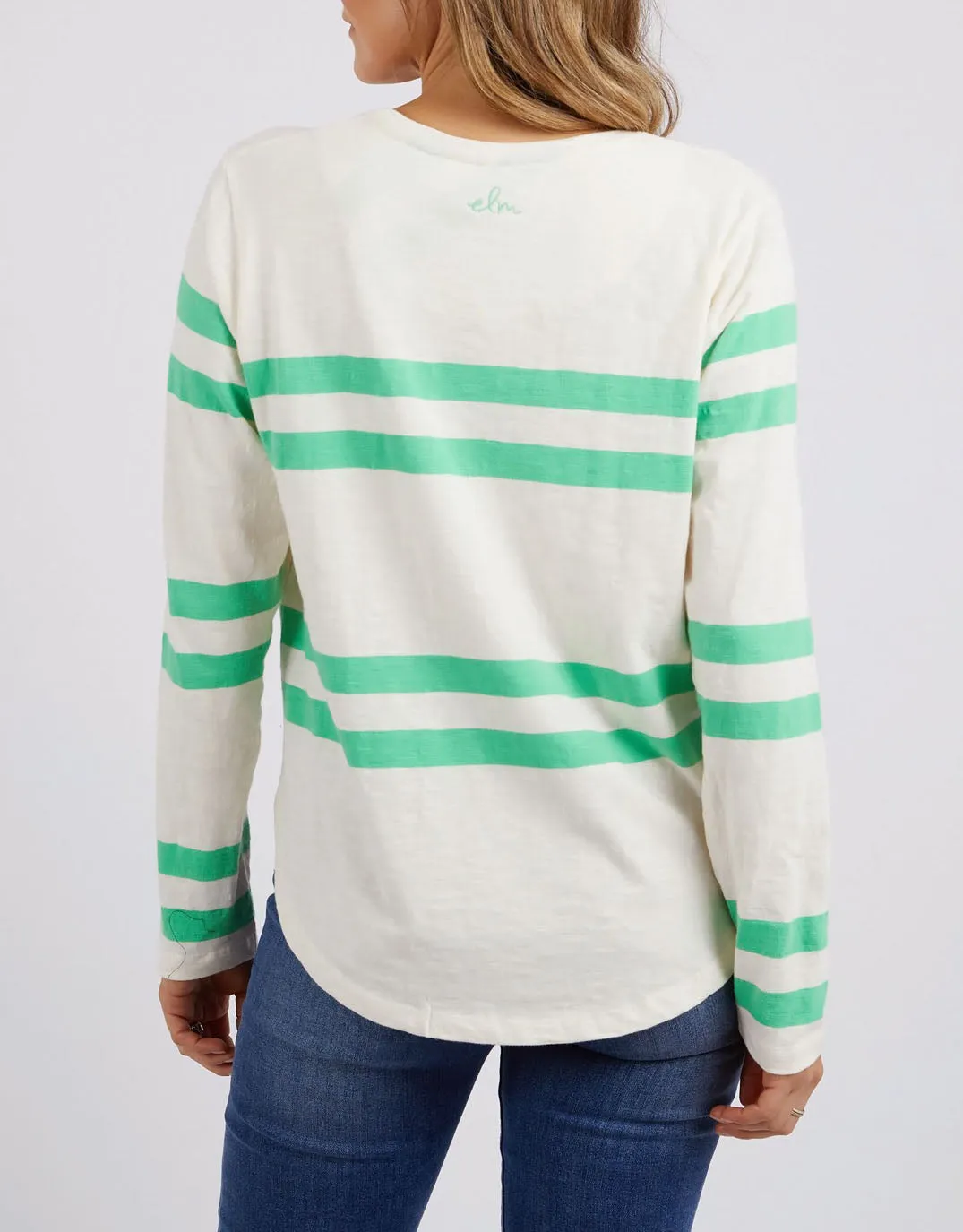 Allegra Long Sleeve Tee - Meadow/Vintage White Stripe