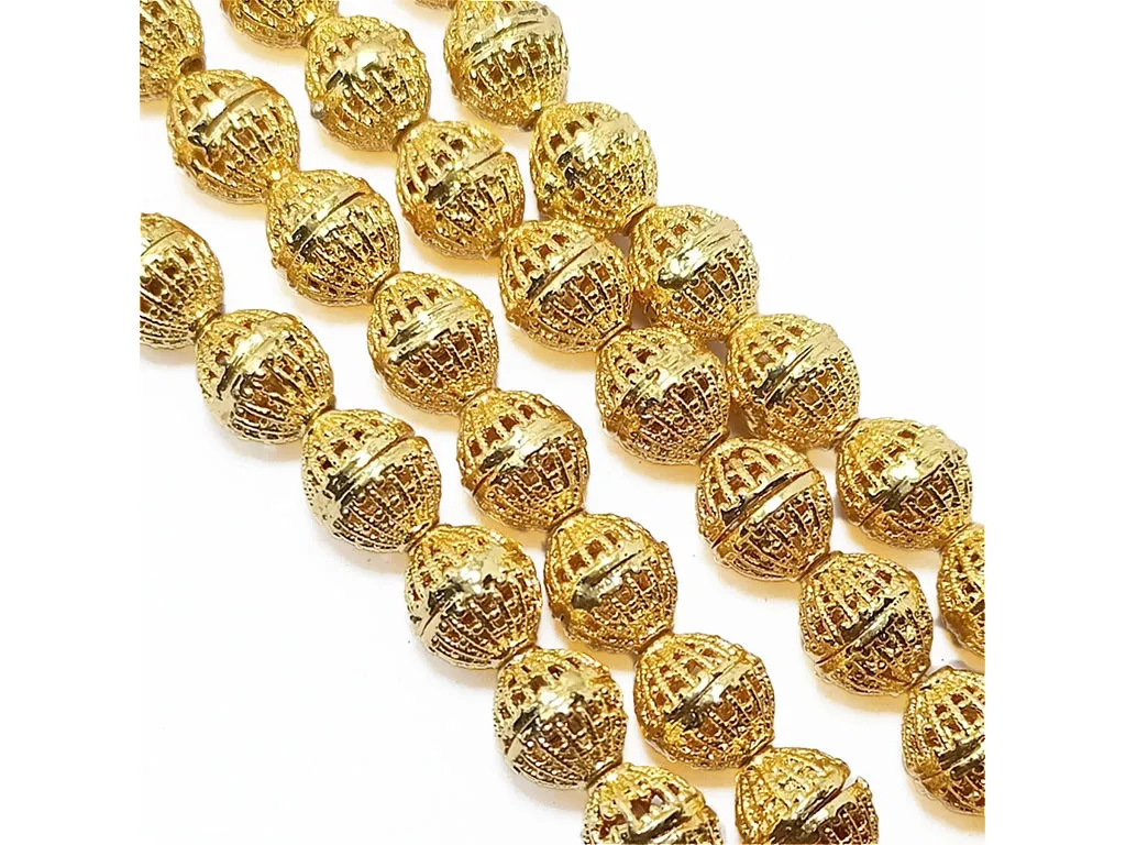 Antique Golden Cylindrical Polished Brass Beads