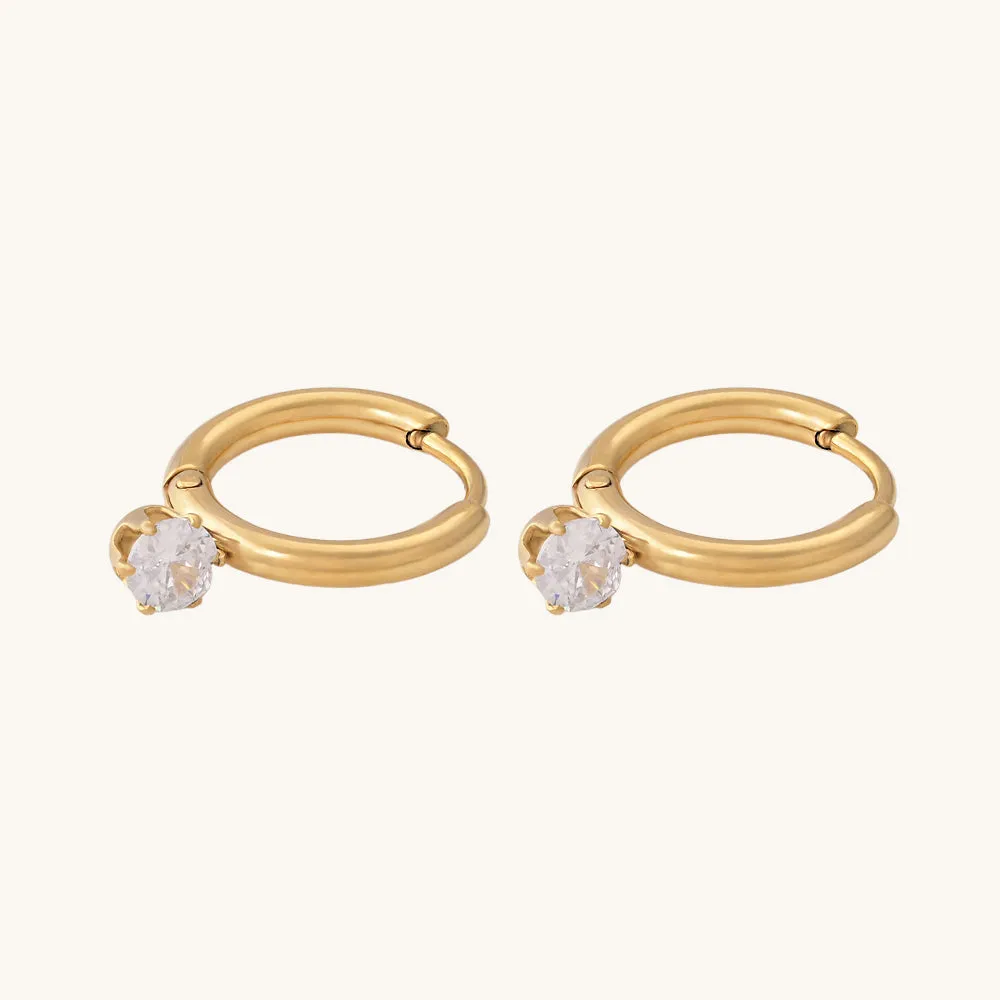 Athena Solitaire Hoop Earrings