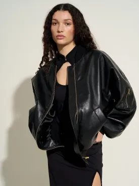 AURORE - Bomber oversized en cuir recyclé Noir