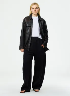 Aviator Leather Oversized Bomber