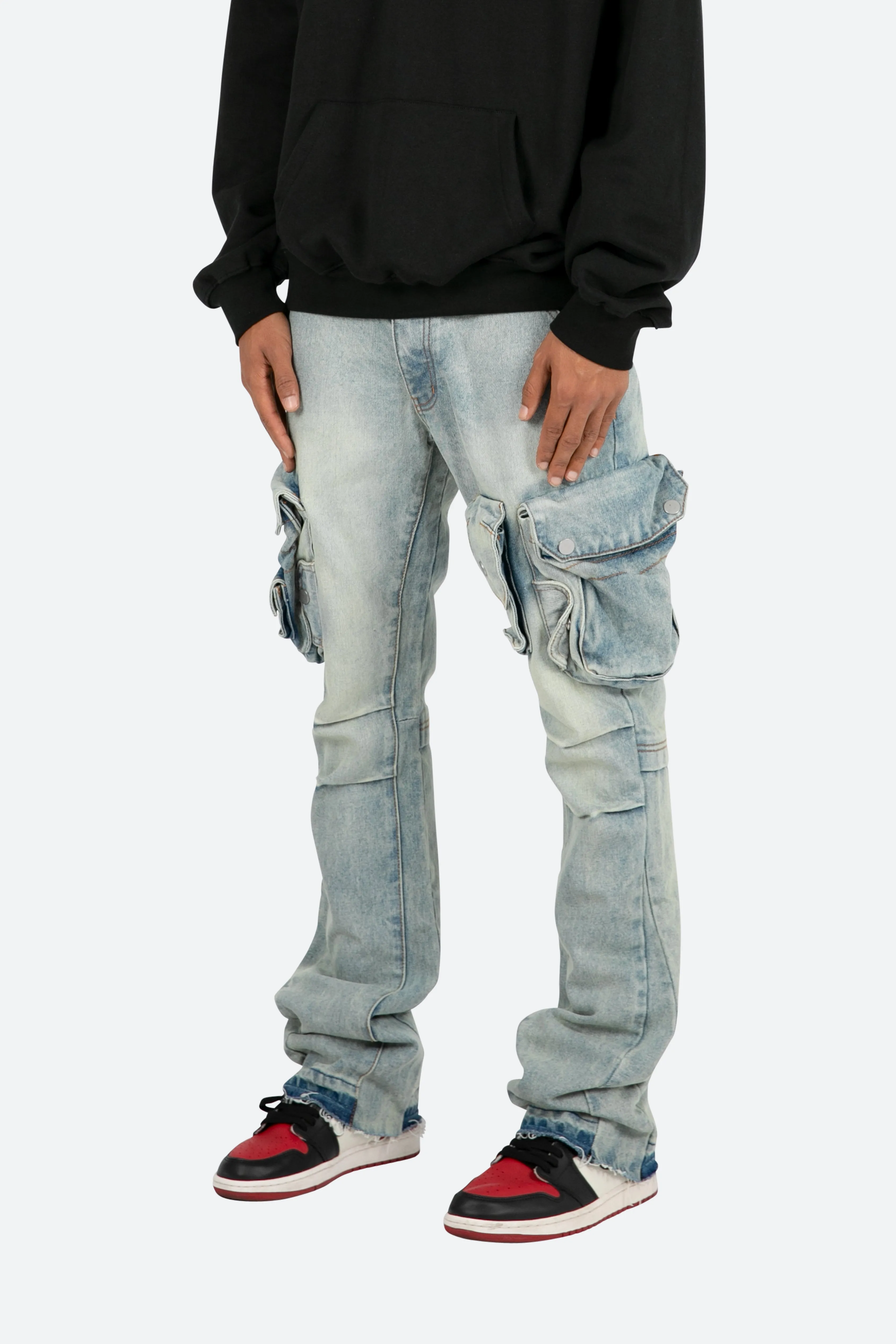 B480 Cargo Flare Denim - Vintage Blue