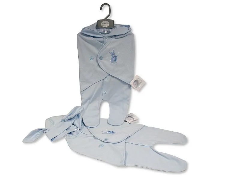 Baby Boys Wrap-Over All in One with Hood - Bunny (PK6) (NB-3) BIS-2020-2555