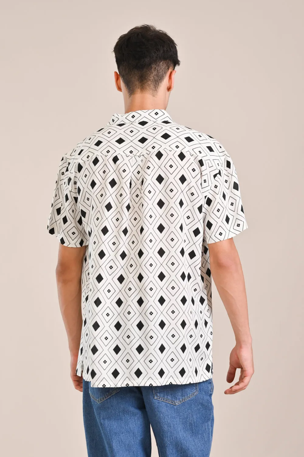 BAGGY FIT RESORT COLLAR PRINTED SHIRT