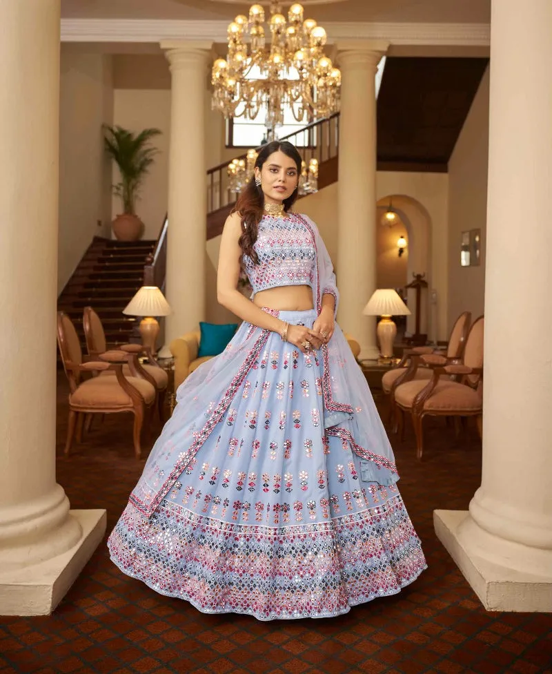 Beautiful Lavender colored printed Lehenga Set - Rent