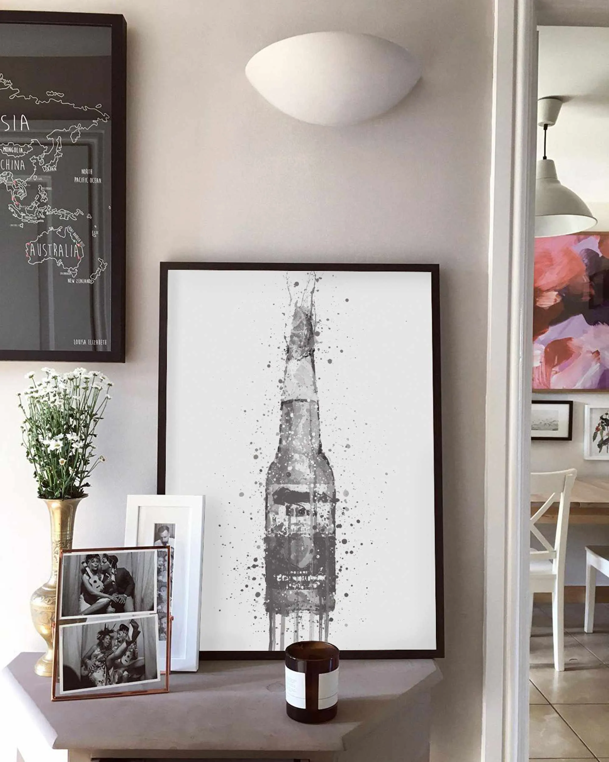 Beer Bottle Wall Art Print 'Lime' (Grey Edition)