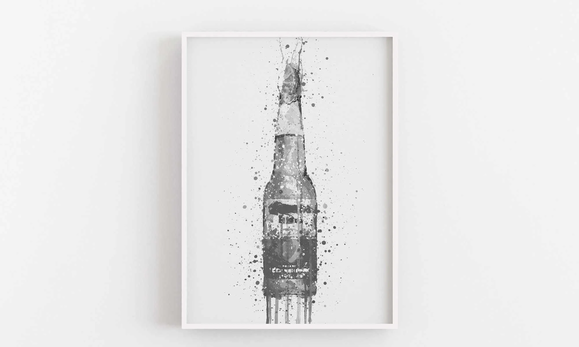 Beer Bottle Wall Art Print 'Lime' (Grey Edition)