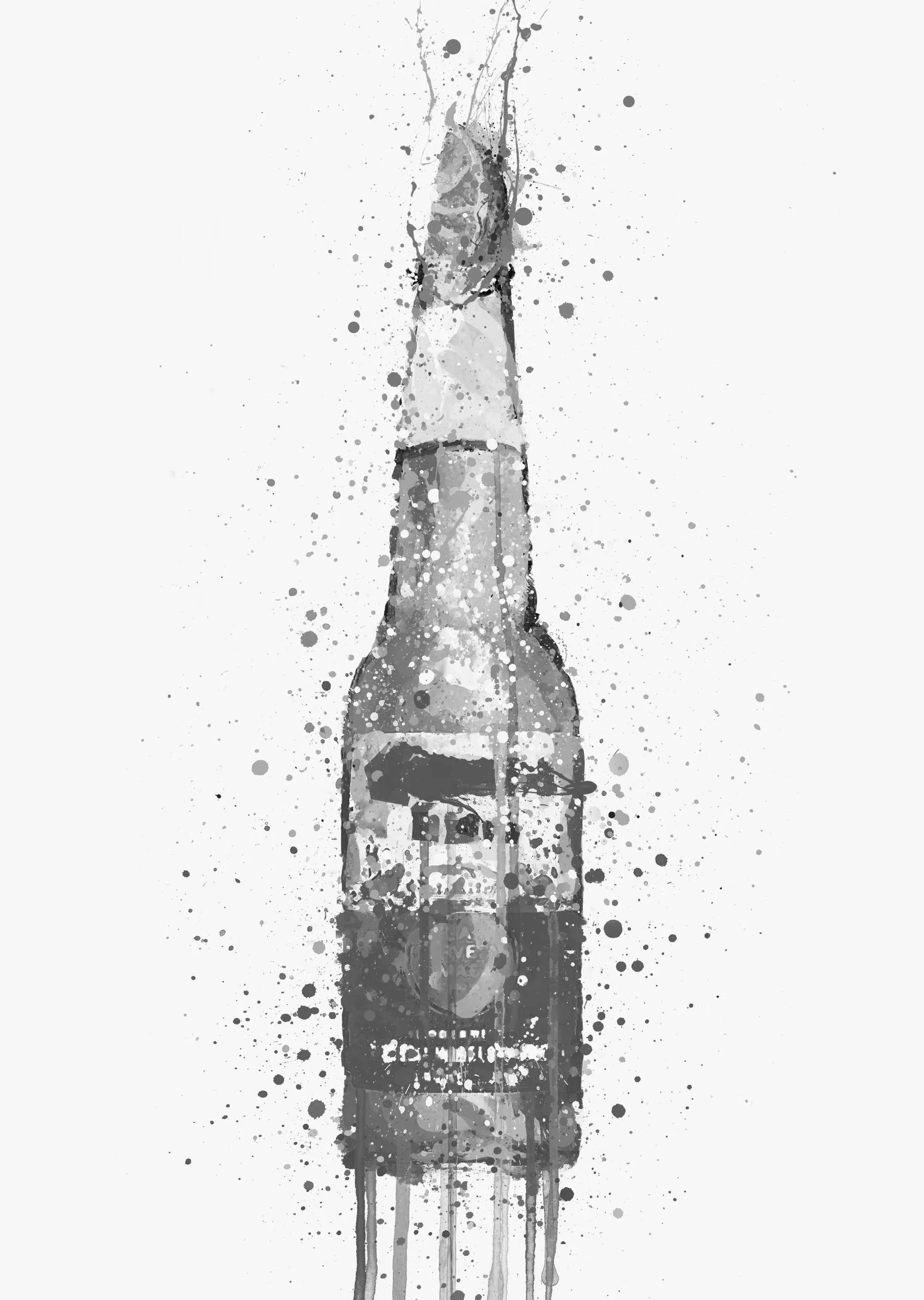 Beer Bottle Wall Art Print 'Lime' (Grey Edition)