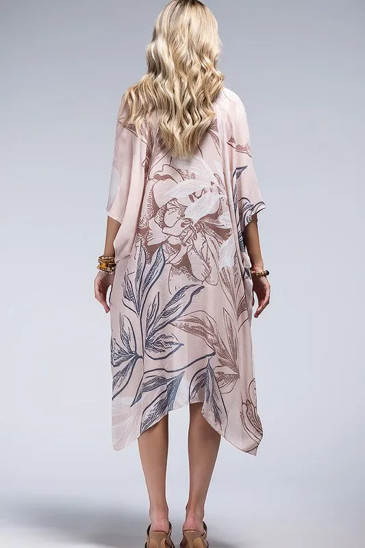 Beige Floral Kimono