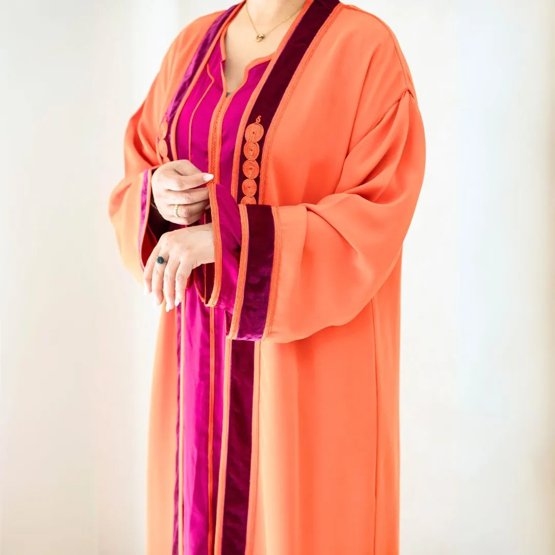 BILA Orange and Pink 2 piece Moroccan Kimono