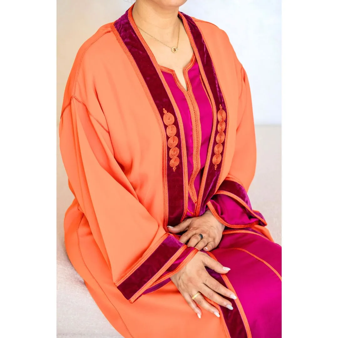 BILA Orange and Pink 2 piece Moroccan Kimono