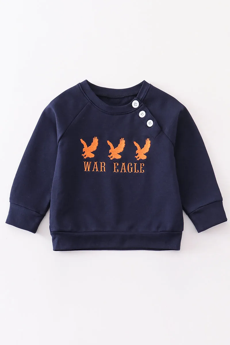 Black Auburn War eagle embroidery boy terry sweatshirt