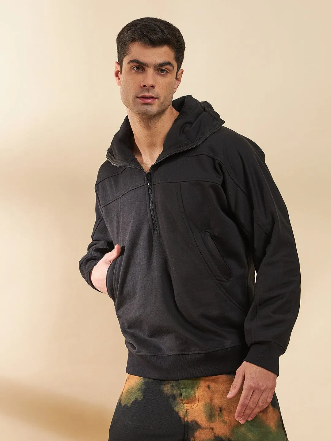 Mens Black Baggy Smugglers Hooded Sweatshirt - Casual Oversized Hoody for Ultimate Comfort