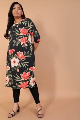 Black Floral Printed Kurti