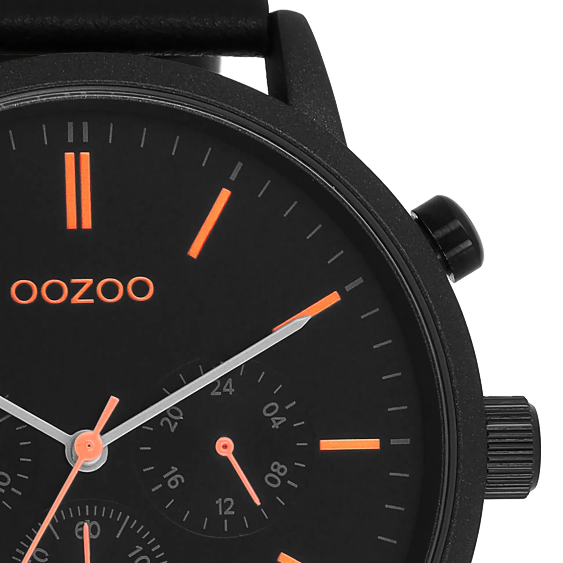 Black OOZOO watch with black leather strap - C11209