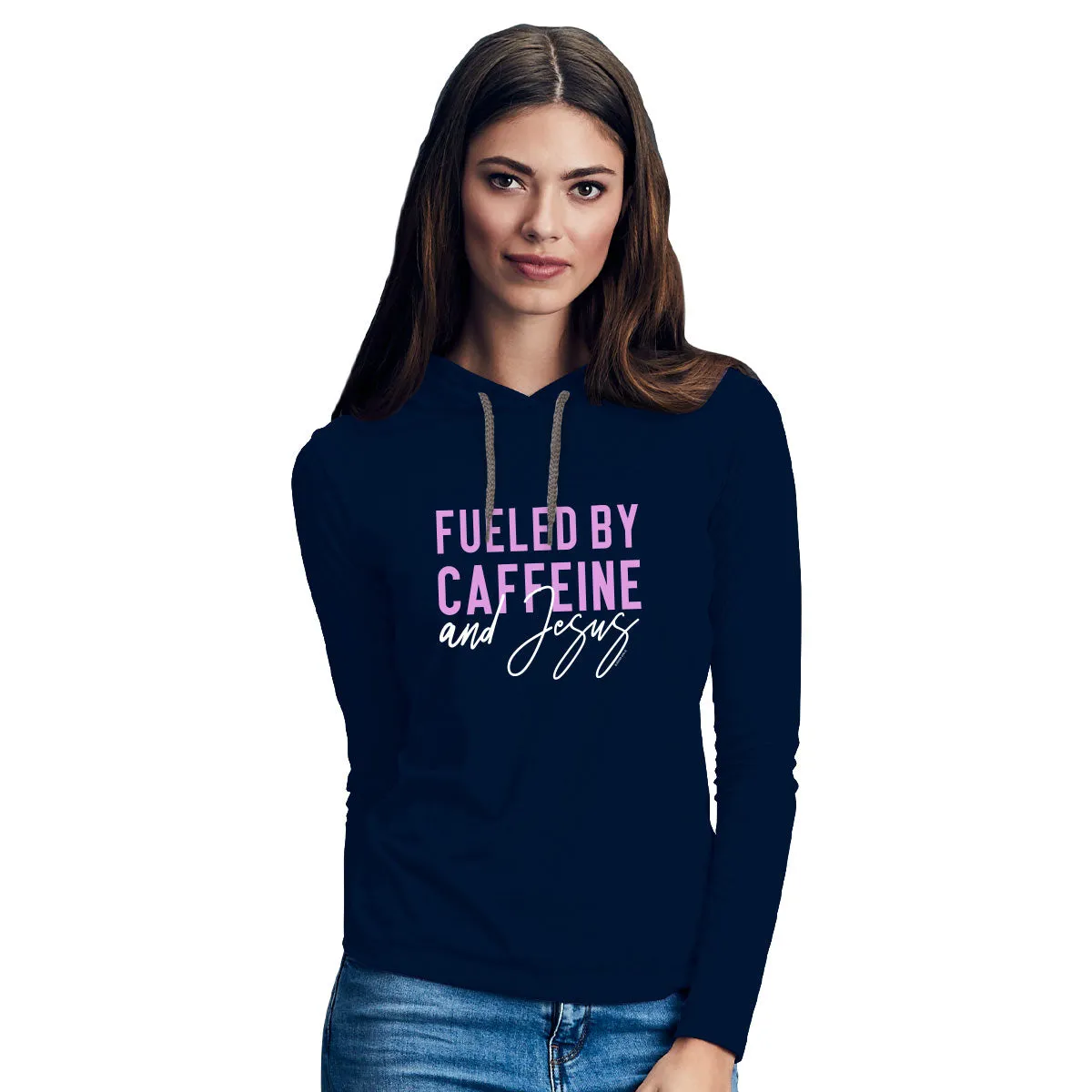 Blessed Girl Womens Long Sleeve Hooded T-Shirt Caffeine