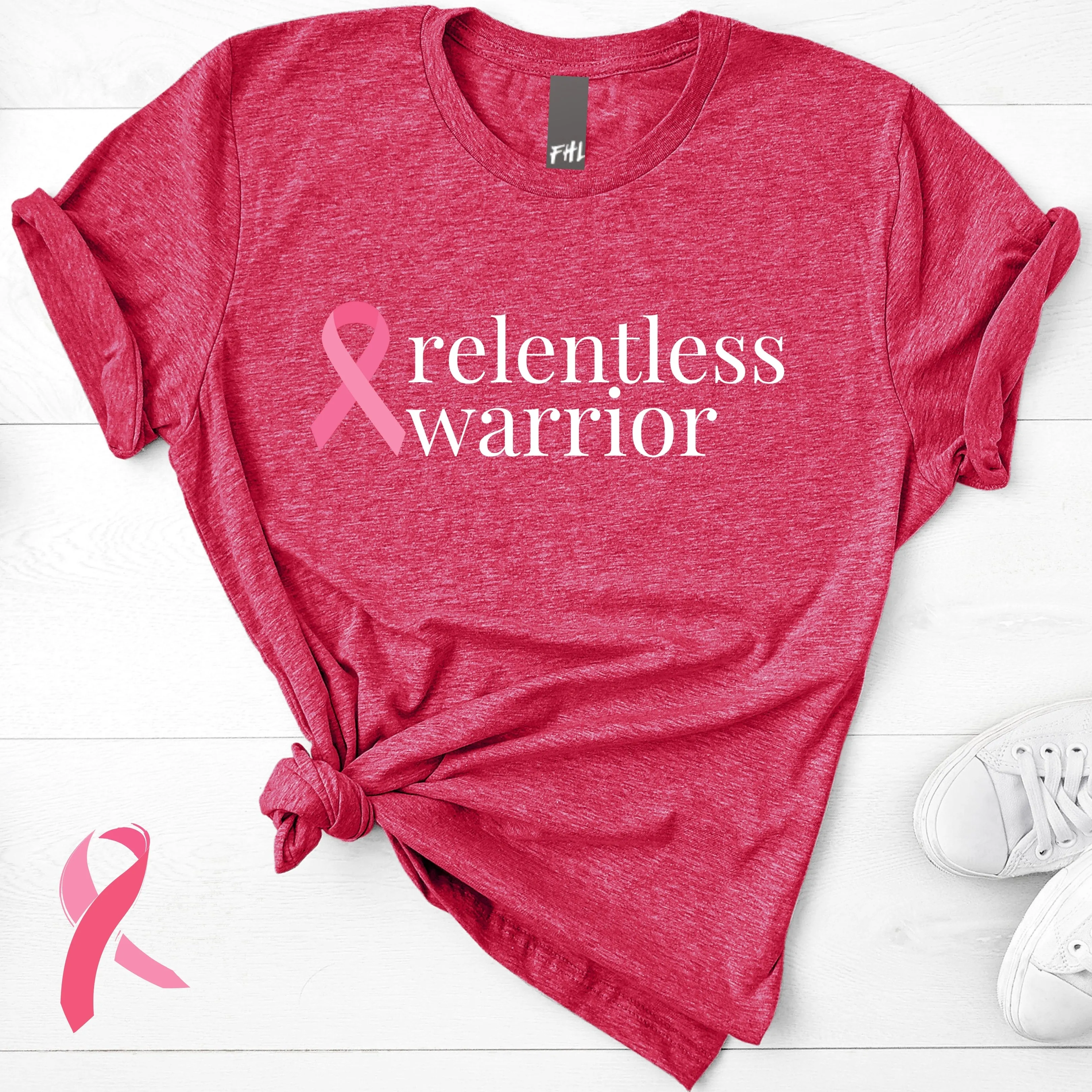 Breast Cancer relentless warrior Ribbon T-Shirt - Dark Colors