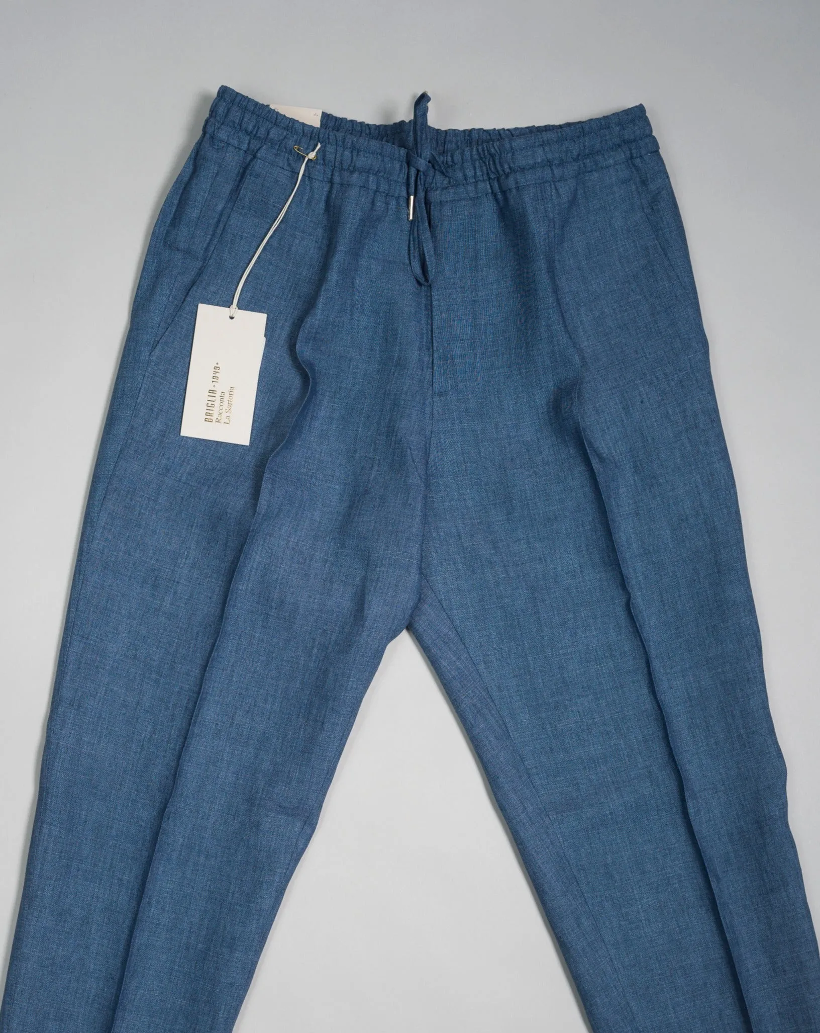 Briglia Linen Drawstring Trousers / Light Blue