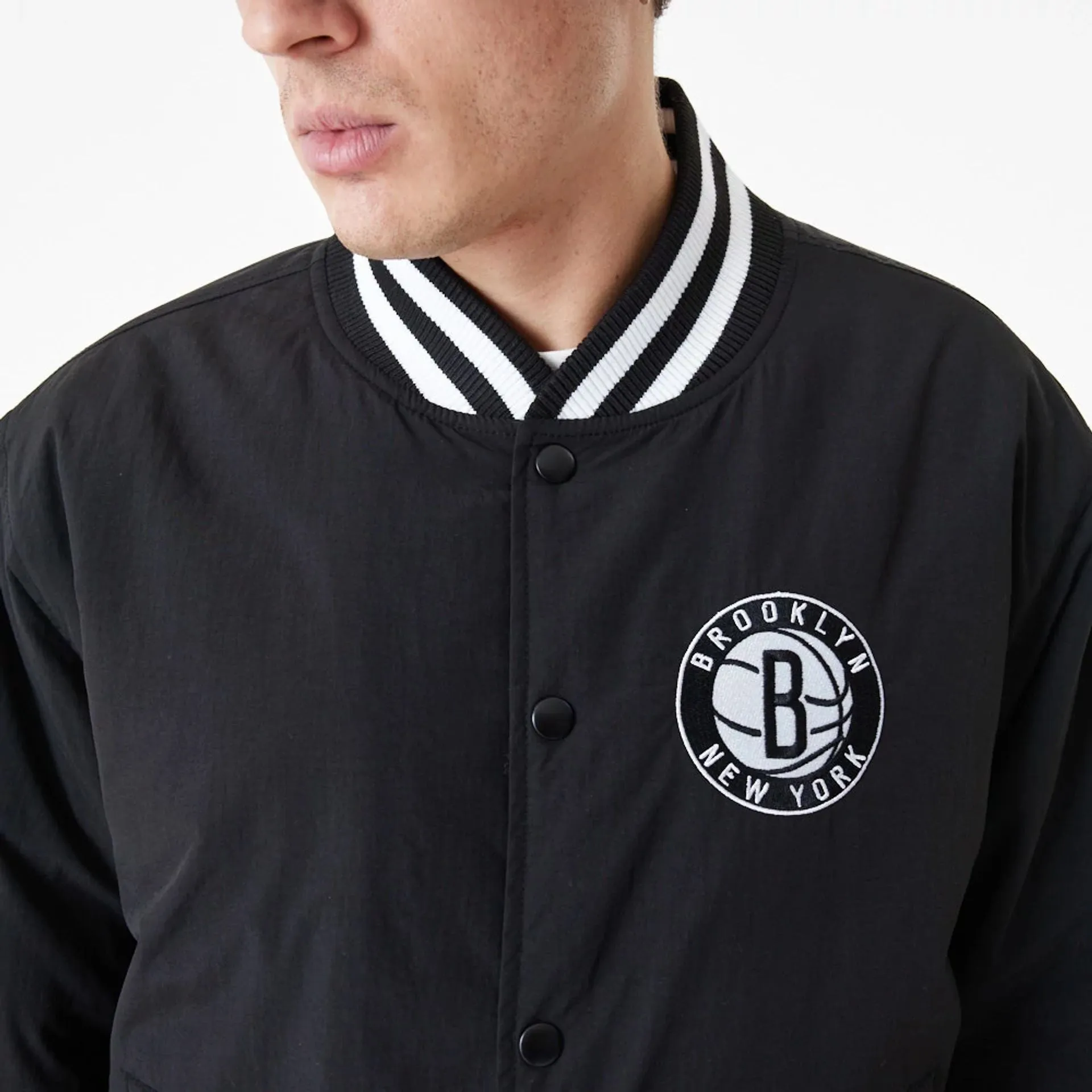 Brooklyn Nets Team Script Black Bomber Jacket