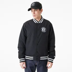 Brooklyn Nets Team Script Black Bomber Jacket