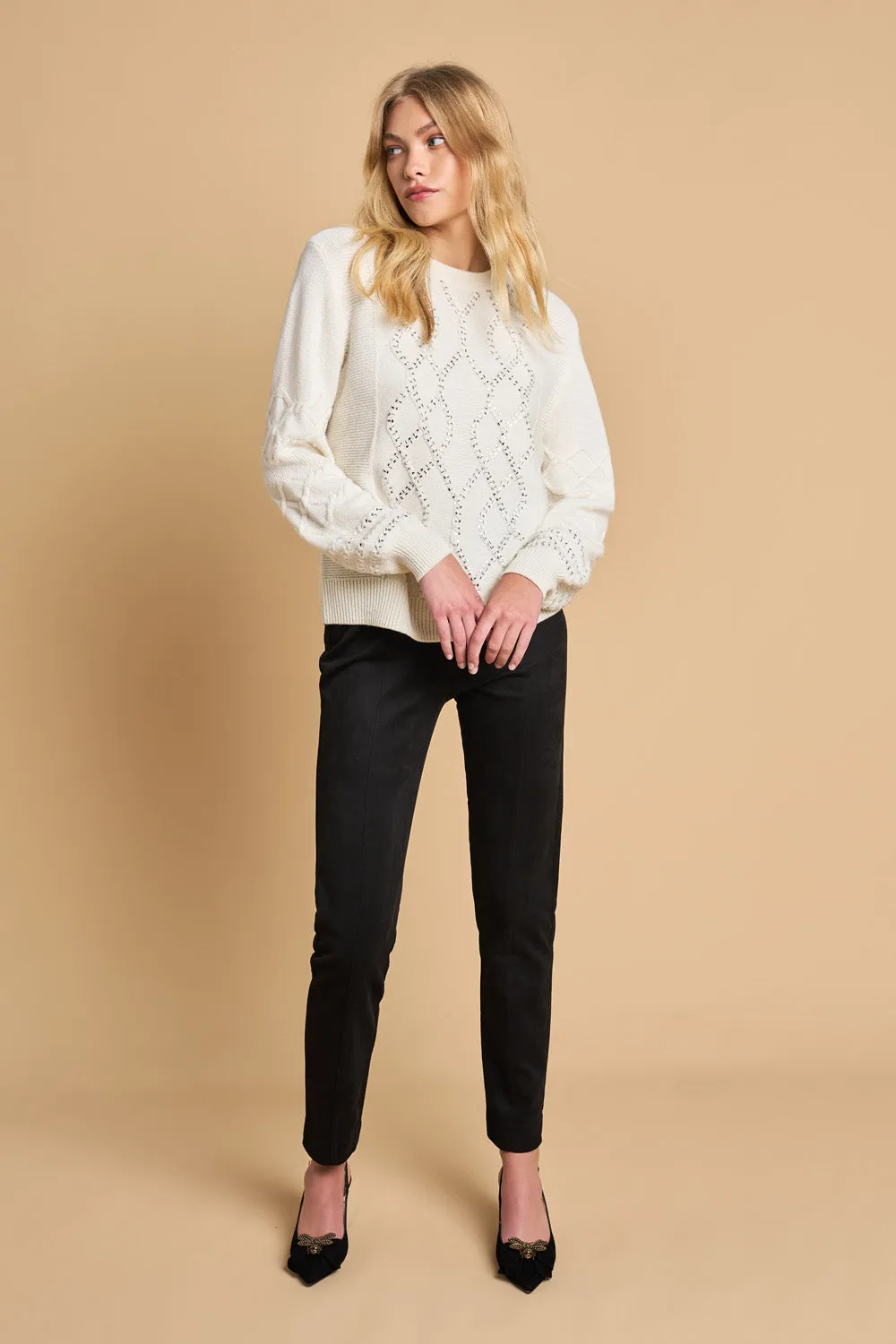 Cable Knit Diamante Jumper