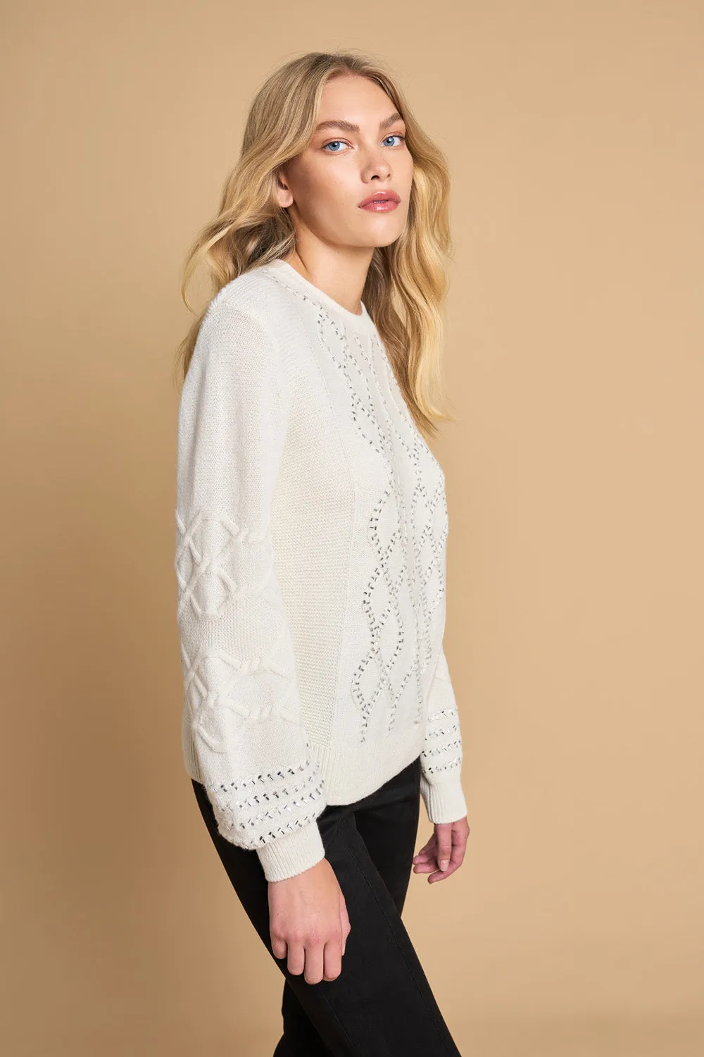 Cable Knit Diamante Jumper