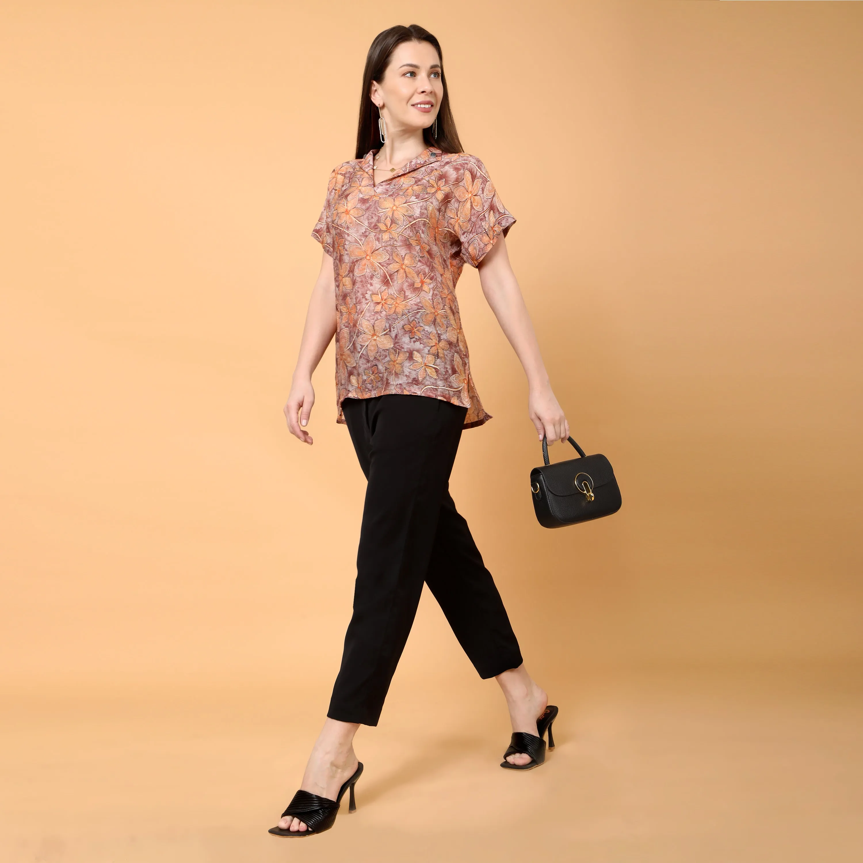 Camellia floral printed top