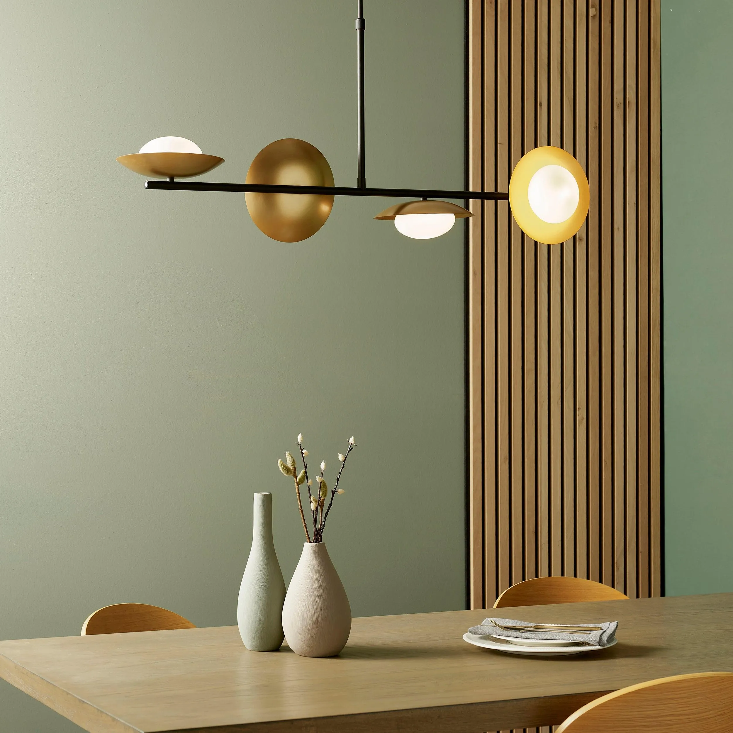 Carlton Large 4 Light Gold & Bronze Linear Ceiling Pendant