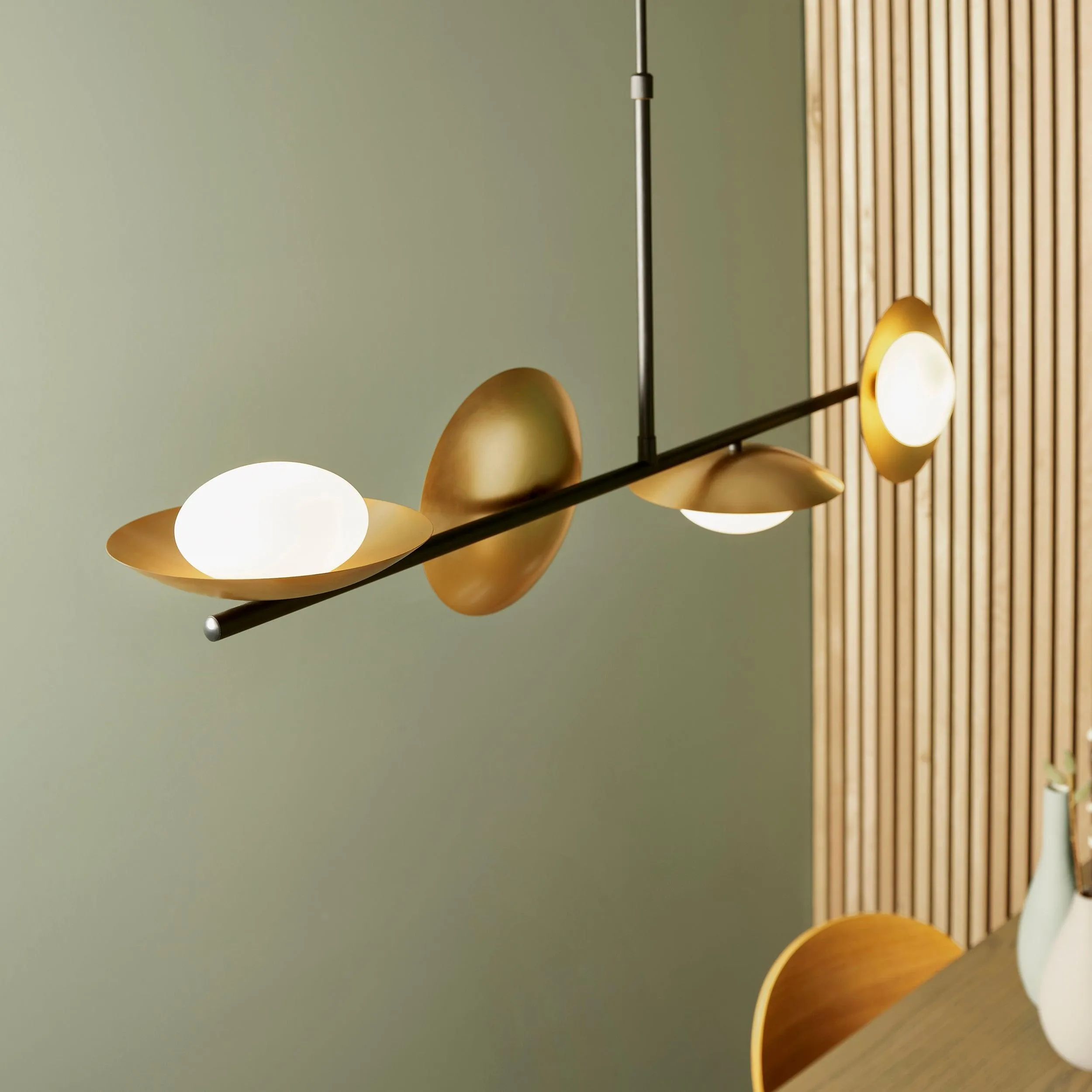 Carlton Large 4 Light Gold & Bronze Linear Ceiling Pendant