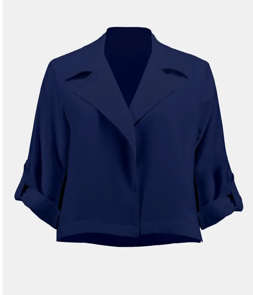 Casablanca Woven Boxy Cover Up - Vanilla/Midnight Blue  242059