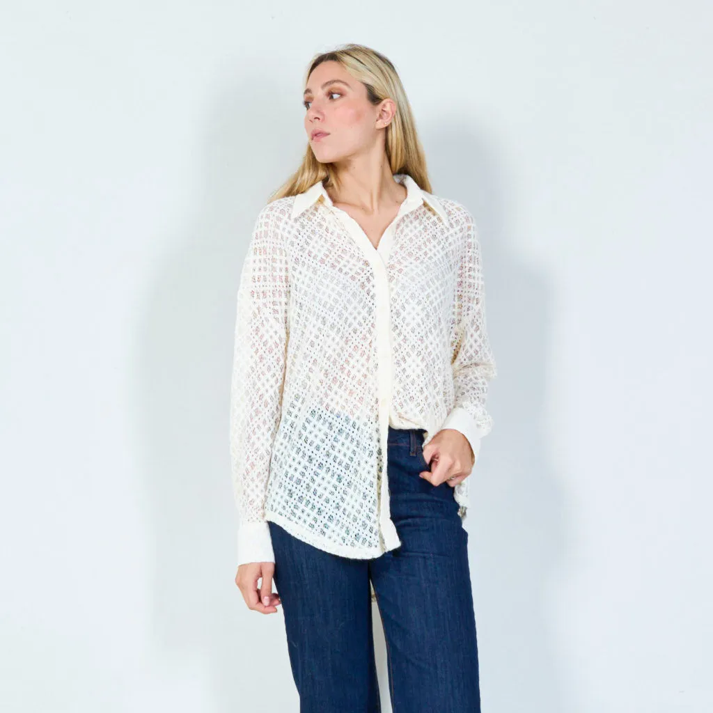 Classic geometric lace blouse wholesale