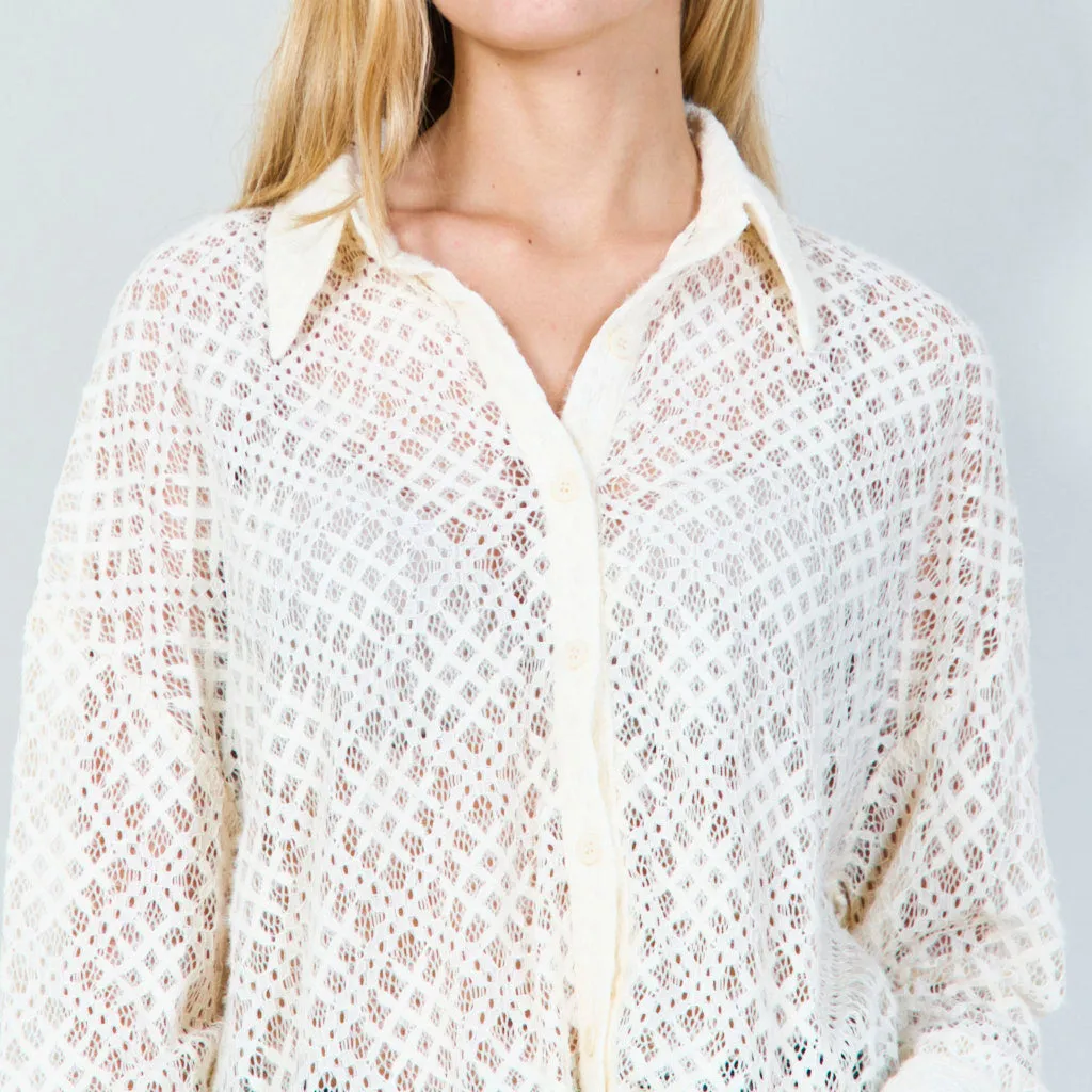 Classic geometric lace blouse wholesale